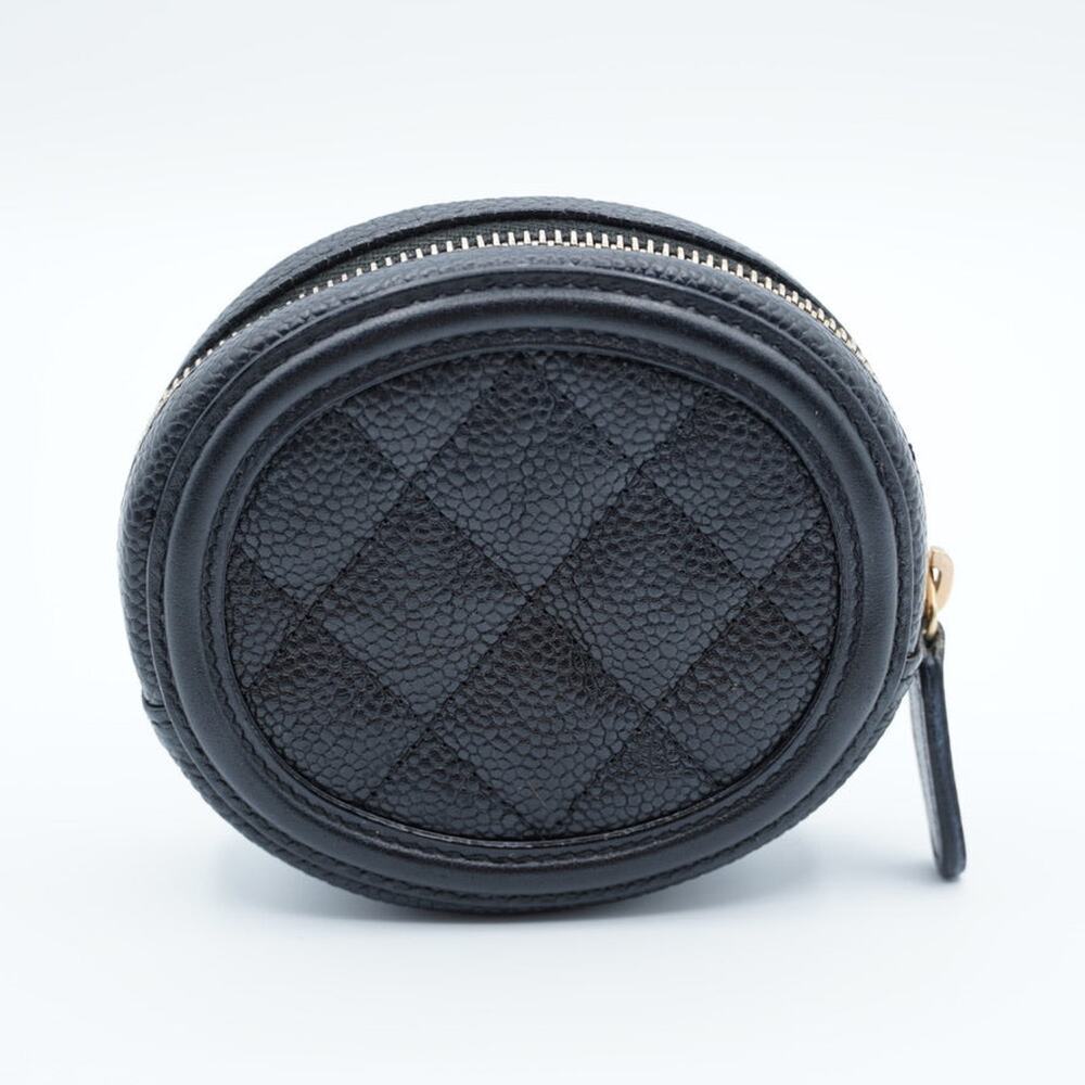 Chanel Black Quilted Caviar Leather Filigree Round Zip Coin Purse - Picture 4 of 7